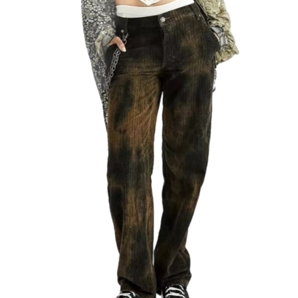 Free People Tie-Dye Chava Corduroy Pants Streetwear Pitched Straight 25 Skater